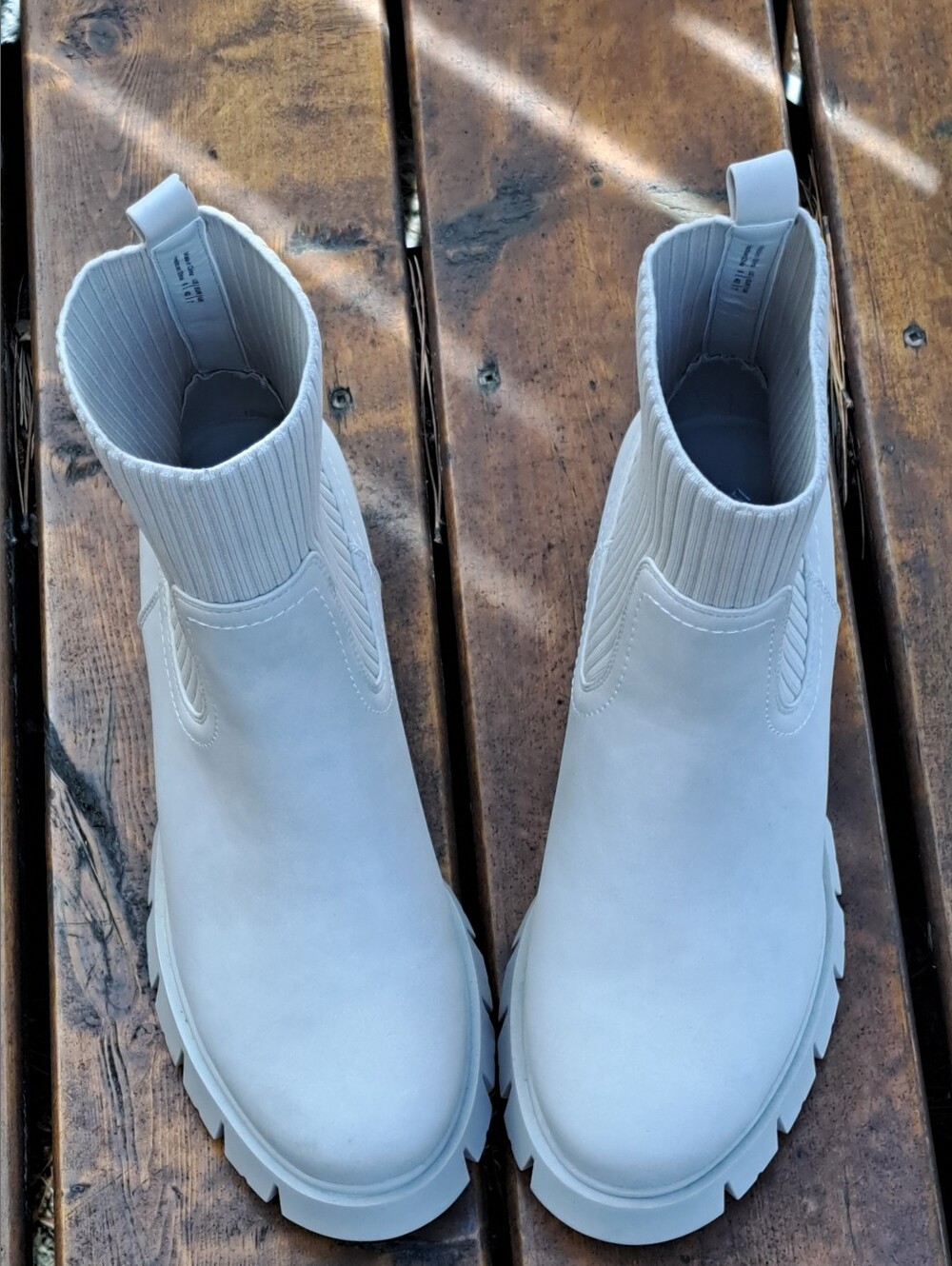 Call It Spring Cream Ribbed Chelsea Lug Boot - Picture 2 of 5